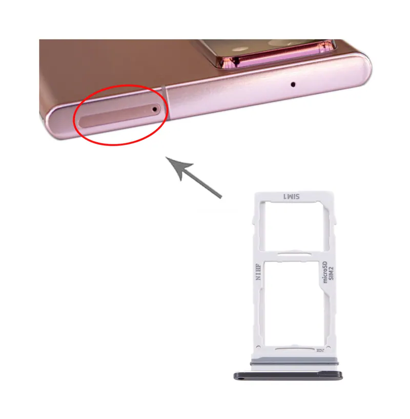 For Samsung Galaxy Note20 Ultra SIM Card Tray + SIM Card Tray / Micro SD Card Tray (Black) — image 1