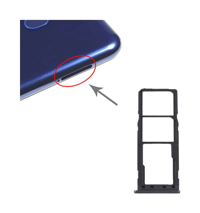 For Samsung Galaxy M10 SM-M105 SIM Card Tray + SIM Card Tray + Micro SD Card Tray (Black) — image 1