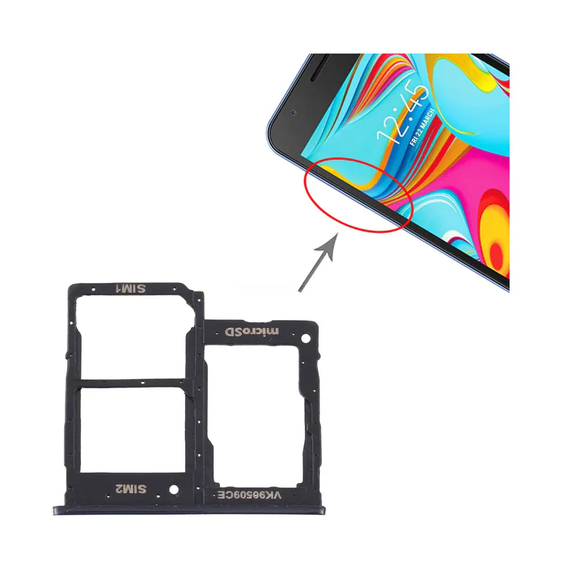 For Samsung Galaxy A2 Core SM-A260 SIM Card Tray + SIM Card Tray + Micro SD Card Tray (Black) — image 1