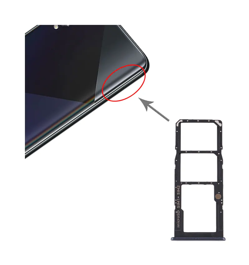 For Samsung Galaxy A50s SM-A507 SIM Card Tray + SIM Card Tray + Micro SD Card Tray (Black) — image 1