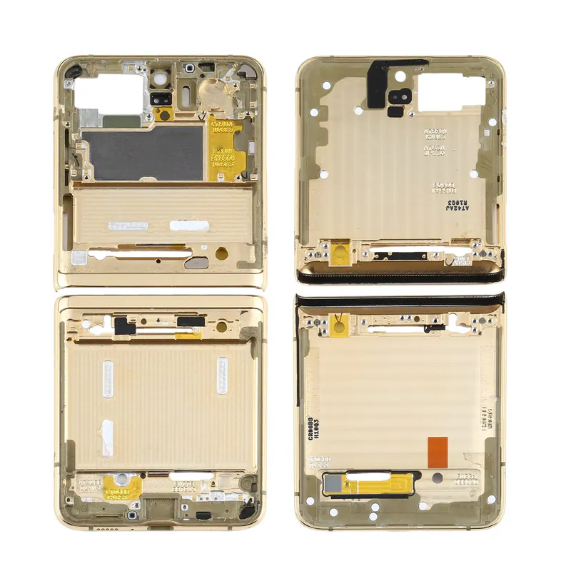 For Samsung Galaxy Z Flip 5G SM-F707 Top + Lower Middle Frame Bezel Plate (Gold) — image 1