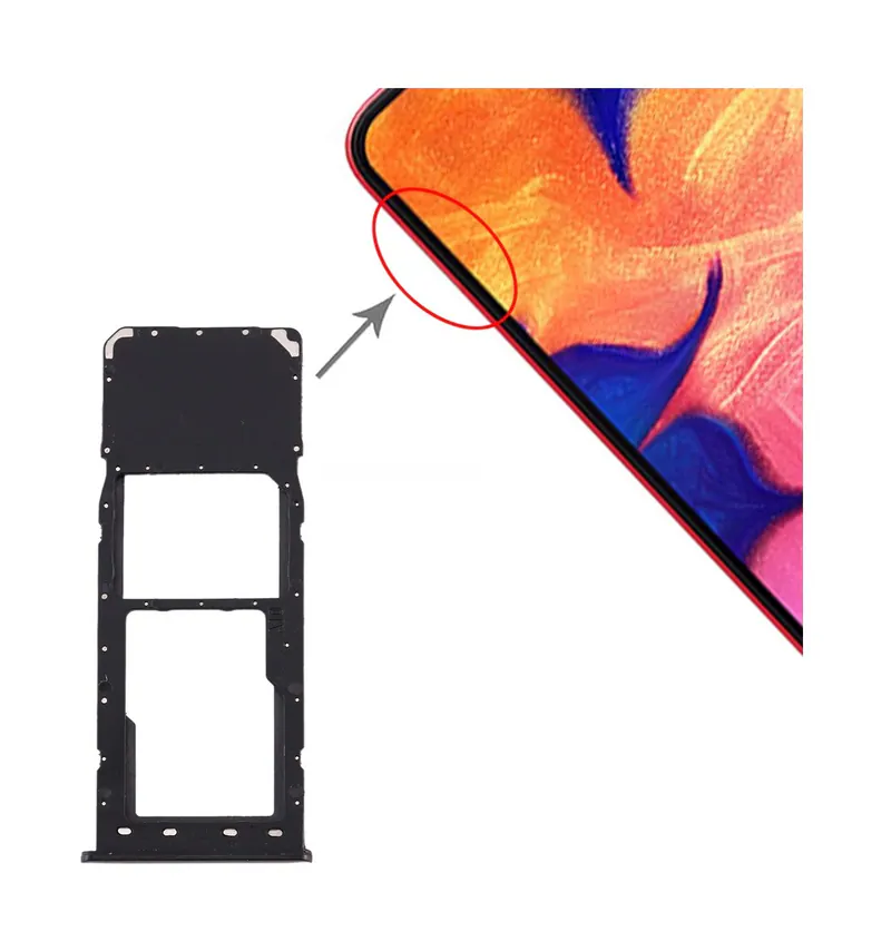 For Galaxy A10 SIM Card Tray + Micro SD Card Tray (Black) — image 1