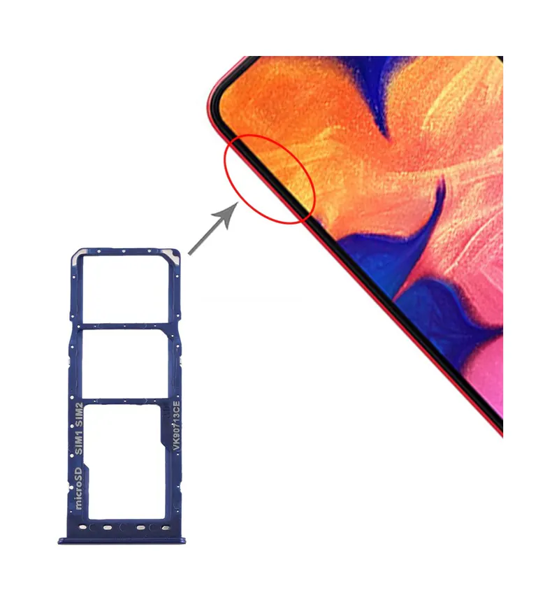For Galaxy A10 SIM Card Tray + SIM Card Tray + Micro SD Card Tray (Blue) — image 1