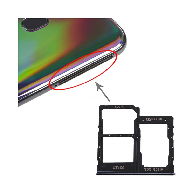 For Galaxy A40 SIM Card Tray + SIM Card Tray + Micro SD Card Tray (Black) — image 1