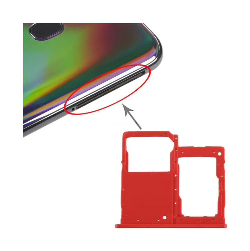 For Galaxy A40 SIM Card Tray + Micro SD Card Tray (Red) — image 1