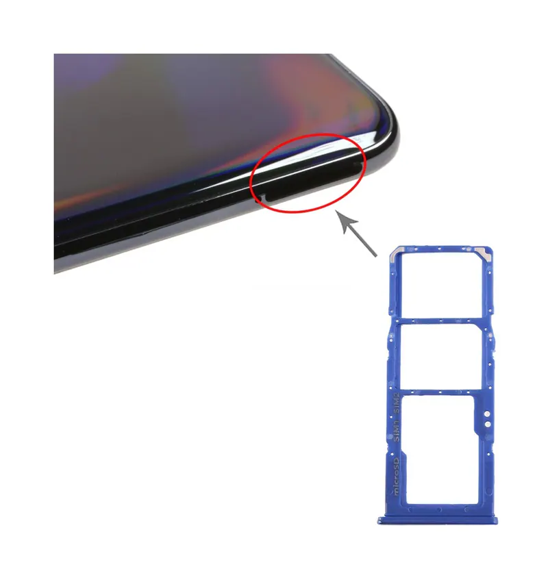 For Galaxy A70 SIM Card Tray + SIM Card Tray + Micro SD Card Tray (Blue) — image 1