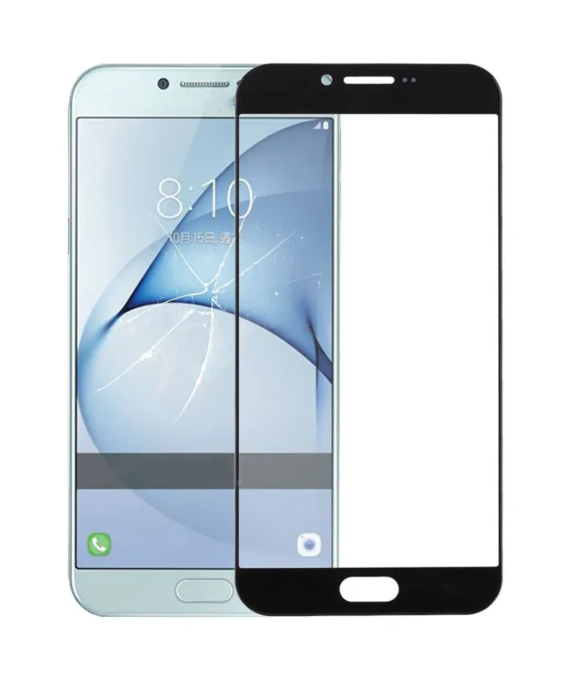 For Galaxy A8 (2016) / A810 Front Screen Outer Glass Lens (Black) — image 1