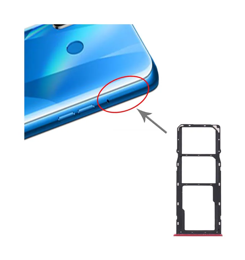 For OPPO Realme 5s SIM Card Tray + SIM Card Tray + Micro SD Card Tray (Red) — image 1