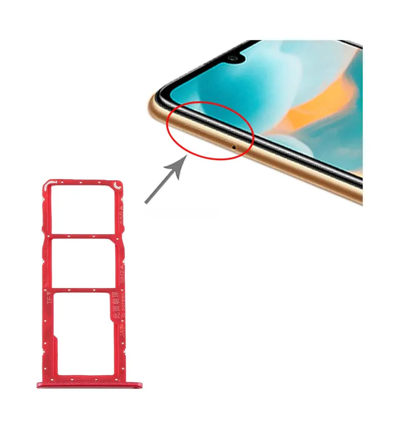SIM Card Tray + SIM Card Tray + Micro SD Card Tray for Huawei Y6 (2019) (Red) — image 1