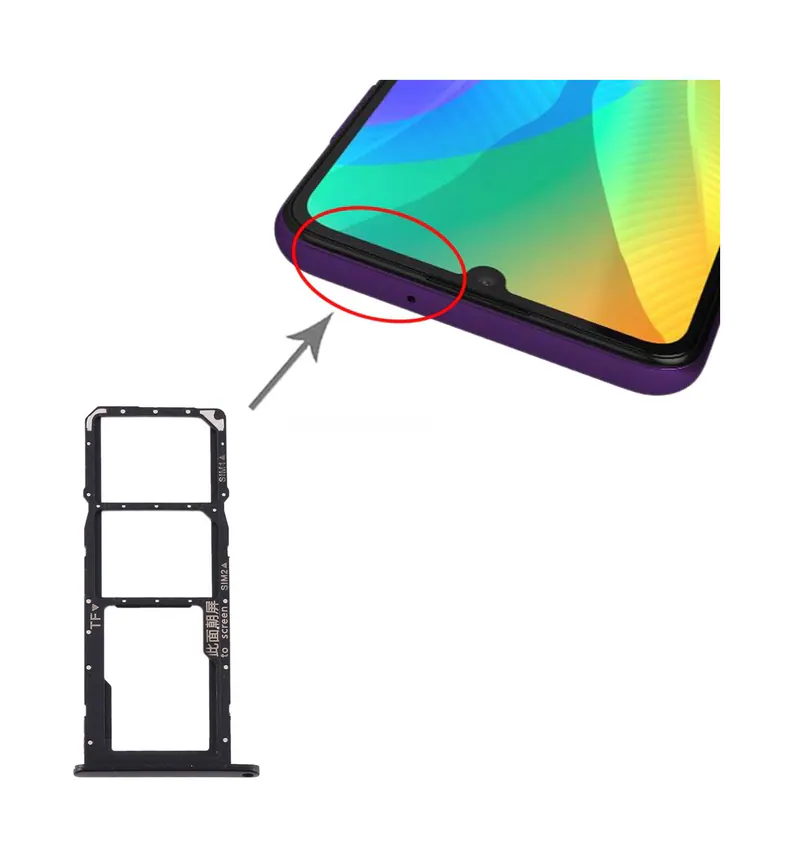 SIM Card Tray + SIM Card Tray + Micro SD Card Tray for Huawei Y6p (Black) — image 1